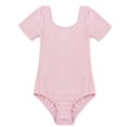 thumbnail image 3 of CHICTRY Filles Enfants Justaucorps de Gymnastique Basique à Manches Courtes Extensible Ballet Danse Justaucorps Haut Rose 8, 3 of 7