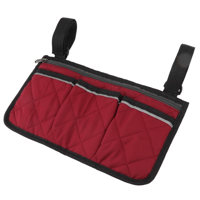Sac de Rangement pour Fauteuil Roulant Couleur Noire, Sac de Rangement pour Accoudoir de Fauteuil Roulant pour Scooter de Mobilité Cadre de Marche