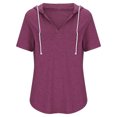 thumbnail image 3 of Timegard Womens Tops V Neck Short Sleeve Drawstring Hoodies Pullover Tee Comfy Summer Casual Tunic Tops, 3 of 5