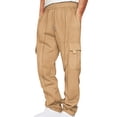 thumbnail image 1 of Amzcrzy Cargo Pants for Men Men Solid-Color Loose Drawstring Elastic Waist Multi-Pocket Workwear Sports Pants Sweatpants for Men Men's Pants Men's Sweatpants Track Pants Men Men's Cargo Pants, 1 of 6