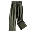 thumbnail image 1 of Timegard Womens Cotton Linen Pants Elastic Waisted Ruched Wide Leg 7/8 Pants Lounge Trousers with Pockets, 1 of 2