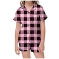 thumbnail image 2 of MIASHUI Pyjama pour Enfants Filles Garçons, Doux et Confortable, à Carreaux, Ensemble de 2 Pcs, Rose, 8-9 Ans, 2 of 4