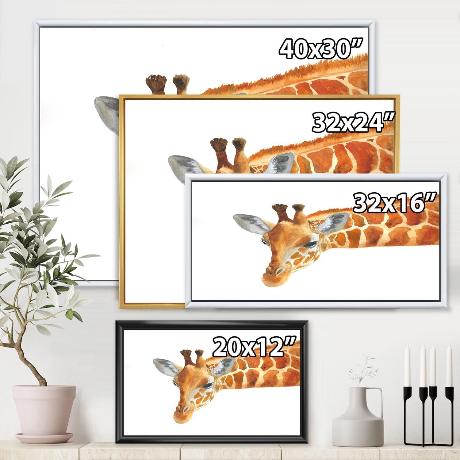 Designart Portrait d'Une Girafe IX ART MURAL À CADRE FLOTTÉ