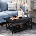 thumbnail image 3 of Gymax Coffee Table Industrial 2-Tier w/ Storage Shelf &Storage Shelf for Living Room Black, 3 of 10