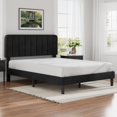 thumbnail image 2 of VECELO Queen Size Upholstered Beds, Modern Platform Bed Frame with Adjustable Headboard, Wooden Slats Support/No Box Spring Needed, Black, 2 of 8