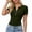 Army Green, variant on cfhntfmh Henley Shirts for Women Summer Short Sleeve Tops V Neck Basic Tees Fitted Ribbed Button up Beach Vacation Shirts