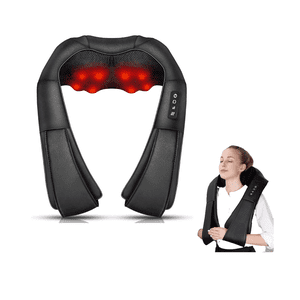 Massage du cou et de l'épaule Shiatsu avec chaleur 16-Nodes 4D Massage de tissu profond Kneading Oreiller Cadeaux pour hommes Femmes Famille & Amis – BLACK