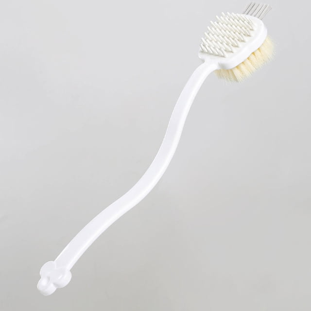 Dvkptbk Shower Brush with Soft and Stiff Bristles, Multi Functional Double-sided Body Scrubber with Long Handle, Back Scrubber Body Exfoliator for Wet or Dry Brushing