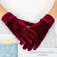 thumbnail image 3 of Femmes Couleur Unie Plein Doigt Velours Extensible Soirée Bal Cyclisme Gants Noir, 3 of 13