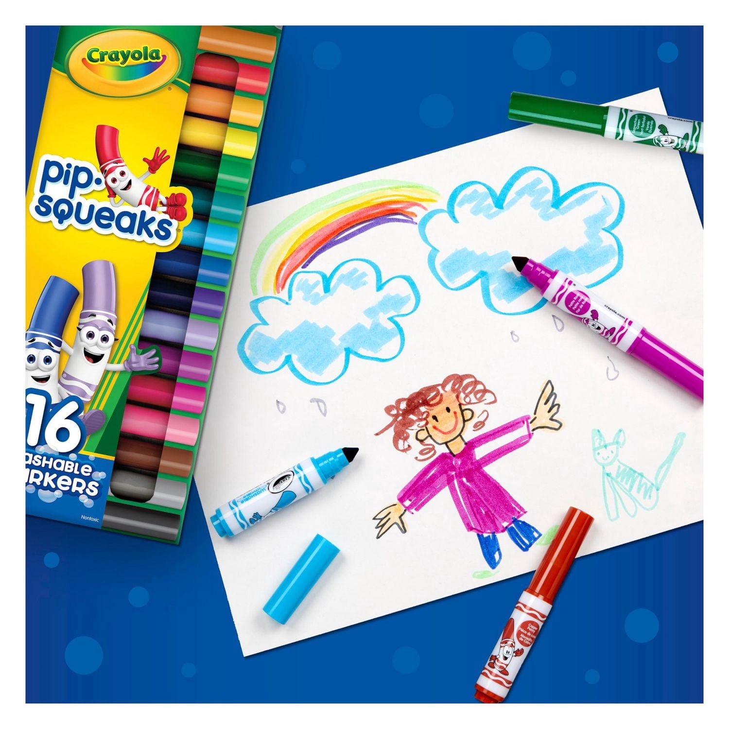Crayola Pip-Squeaks Broad Line Washable Markers, 16 Count, Mini Markers for Toddlers, Ages 3+