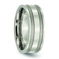 thumbnail image 4 of Titanium Grooved 8mm Brushed and Polished Band Ring 10.5 Size, 4 of 6