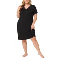 thumbnail image 2 of Agnes Orinda Nuisettes pour Femmes Grande Taille en Dentelle à Col en V à Manches Courtes Pyjama Tenue de Nuit Robe 4X Noir, 2 of 5