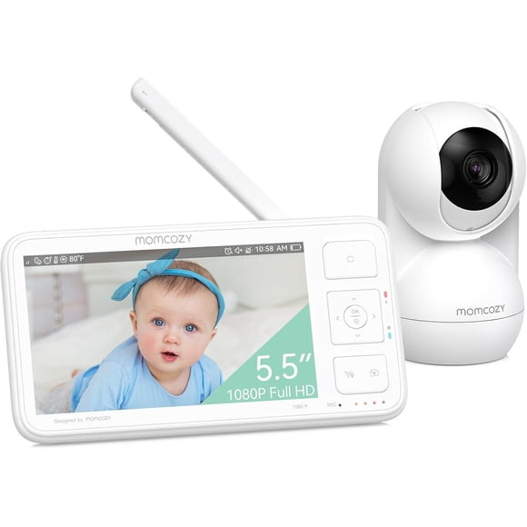 Momcozy Video Baby Monitor, 5.5” 1080P Full HD with Camera, Infrared Night Vision, 5800mAh 120-hrs Battery, ECO, VOX, 2-Way Audio, 1640ft Range, BM03
