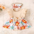 thumbnail image 2 of Barboteuse-robe à Manches Volantées à Fleurs pour Bébé Fille + Bandeau à Nœud, 2 of 9