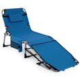 thumbnail image 1 of Costway Outdoor Folding Chaise 4-Position Lounge Chair with Face Hole &Adjustable Footrest Blue, 1 of 9