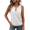 thumbnail image 2 of Eiyaclvo Womens Tank Tops Trendy Keyhole Crew Neck Sleeveless Tops Summer Solid Color Basic Cami Tops 2025 Fashion Embroidery Eyelet Tops, 2 of 9