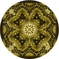 thumbnail image 1 of Ahgly Company Tapis Rond Lavable en Machine Intérieur Transitionnel Noir Brun, 7 Pieds Rond, 1 of 7
