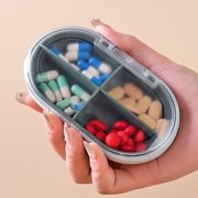 Vacemry Weekly Pill Organizer Box, MoistureProof Mini 4 Grids Portable Travel Container With Removable Individual Compartments For Vitamins Supplements Daily Storage