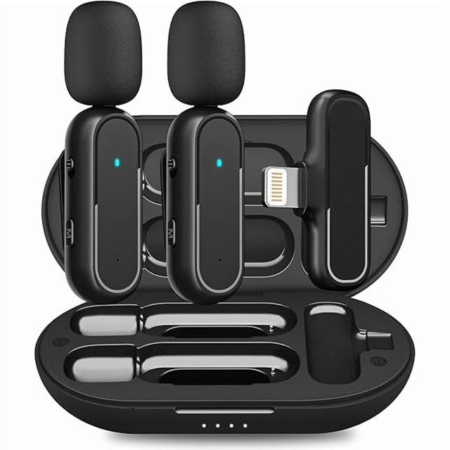 Microphone Lavalier Sans Fil pour iPhone iPad, Micros Cravate Plug-Play 2.4G Ultra-Faible Délai Puce de Réduction de Bruit Intégrée 36H d'Autonomie pour Enregistrement Vidéo Interview Podcast Vlog YouTube