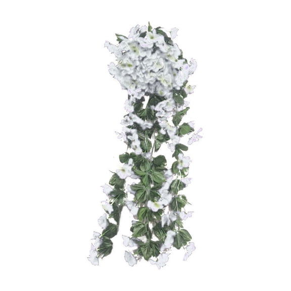 yulier Artificial Hanging Flowers Fake Violet Hanging Plants Violet Flowers Vine Garland Faux Silk Orchid for Home Garden Patio Balcony Porch Wedding Decoration (White)