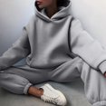 thumbnail image 4 of PVCS Women Casual Solid Color Two Piece Long Pants Hooded Pullover Long Sleeve Sweatshirts Sets, 4 of 8