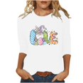 thumbnail image 2 of Xihbxyly Hauts Grande Taille pour Femmes Manches 3/4 T-shirt Imprimé Col Rond de Pâques Manches 3/4 Chandail Col Rond Cadeau de Vacances, 2 of 5