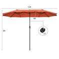 thumbnail image 4 of Patiojoy Parasol de Patio Double Face de 15 Pi, Parasol de Marché Extra-Grand pour l'Extérieur, Orange, 4 of 7