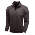 thumbnail image 4 of RXIRUCGD Blouse pour Homme, Mode Décontractée, Couleur Unie, Fermeture Éclair, Manches Longues, Col Montant, Brun, Taille : L, 4 of 5