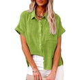 thumbnail image 1 of DPTALR Hauts pour Femmes Chemise Unie à Boutons Femme T-shirt Ample à Col en V Blouse Hauts, 1 of 8