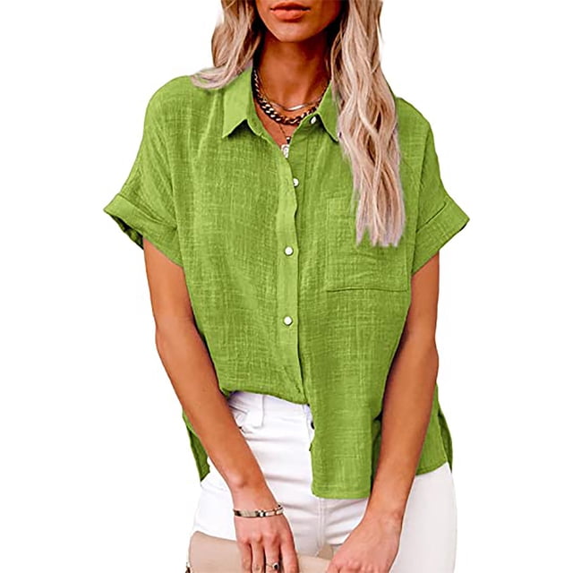 DPTALR Hauts pour Femmes Chemise Unie à Boutons Femme T-shirt Ample à Col en V Blouse Hauts