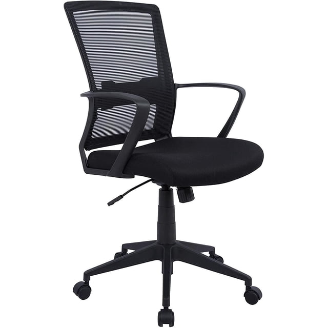 TygerClaw Chaise de Bureau en Maille à Dossier Haut avec Dossier en Maille Noir Respirant, Soutien Lombaire Intégré, Siège en Tissu Rembourré, Accoudoirs Courbés, Contrôle de la tension d'Inclinaison et base en nylon Noir Cinq Étoiles avec Roulettes, Convient à une Utilisation Ergonomique au Bureau.