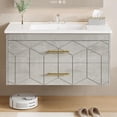 thumbnail image 2 of Modern Floating Bathroom Vanity Set – 36 Inch Wall Mounted Cabinet with 2 Large Soft-Close Drawers, Gold Handles, Ceramic basin, Easy Assembly – Grey, 36 inches, 2 of 6