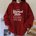 thumbnail image 2 of Penkiiy Chandails à Capuche pour Femmes Mode Décontractée Imprimé à Manches Longues Col Rond T-Shirt Haut Rouge Vêtements Y2K, 2 of 5