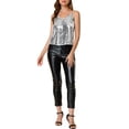 thumbnail image 2 of INSPIRE CHIC Camisole Courte à Paillettes d'Halloween à Bretelles Spaghetti pour Femme P Argent, 2 of 8
