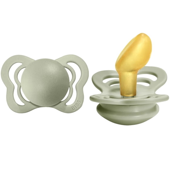 Sucettes BIBS – Couture | Sucette à Tétine Orthodontique | Sucette en Caoutchouc Naturel Sans BPA | Fabriqué au Danemark | Ensemble de 2 Sucettes (0-6 Mois)