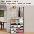 thumbnail image 4 of SortWise Shoe Rack, 5 Tier Entryway Shoe Storage Tower Organizer with Top 8 Hooks, 15-20 Pairs Space Saving Shoe Shelf Coat Hat Rack, Black, 4 of 8