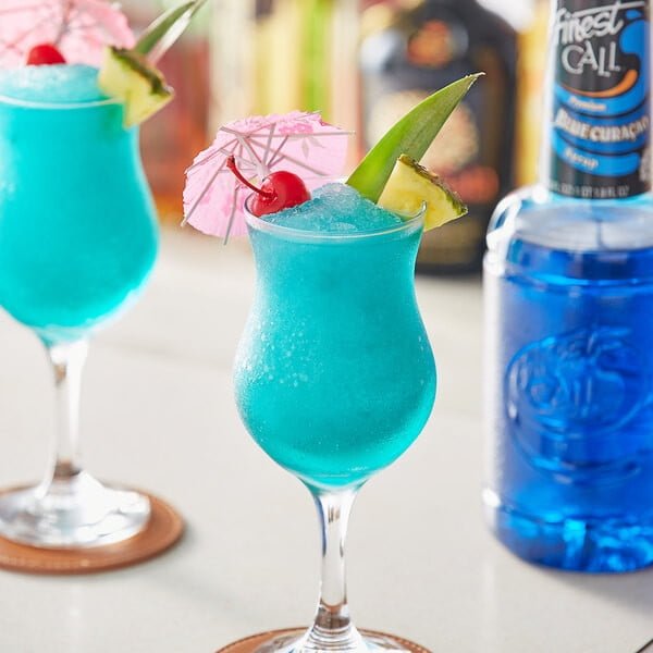 Finest Call 1 Liter Premium Blue Curacao Syrup - Non-Alcoholic