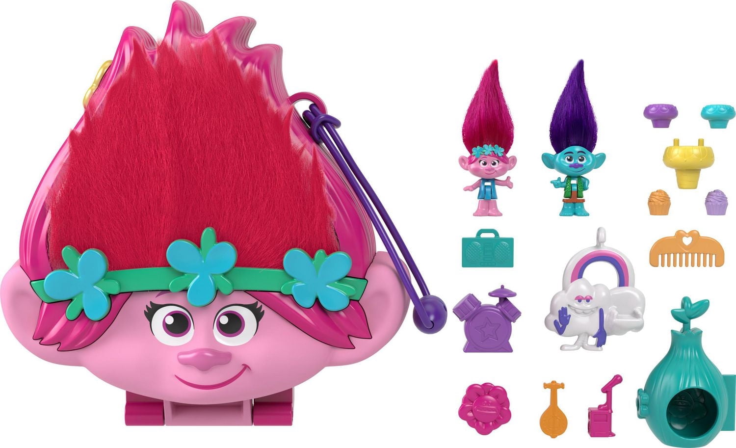 Polly Pocket Trolls Coffret Maison De Poupées Avec Figurines Poppy Et Branch Dreamworks Avec 13 Accessoires A Collectionner Amz
