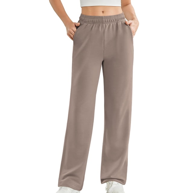 Womens Sweat Pants, Fashion Casual Solid Color Waist Sweatpants with Side Pockets