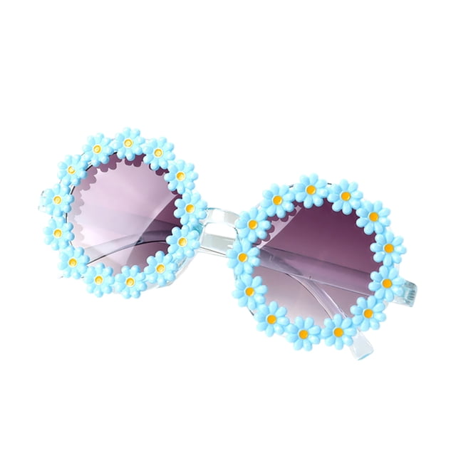 Lunettes de Soleil Rondes à Fleurs pour Enfants - Matériau PC, Protection UV 400, Design Mignon, Durables et Résistantes à la Chaleur, pour Bébés Filles/garçons (Plage/été en Plein Air)