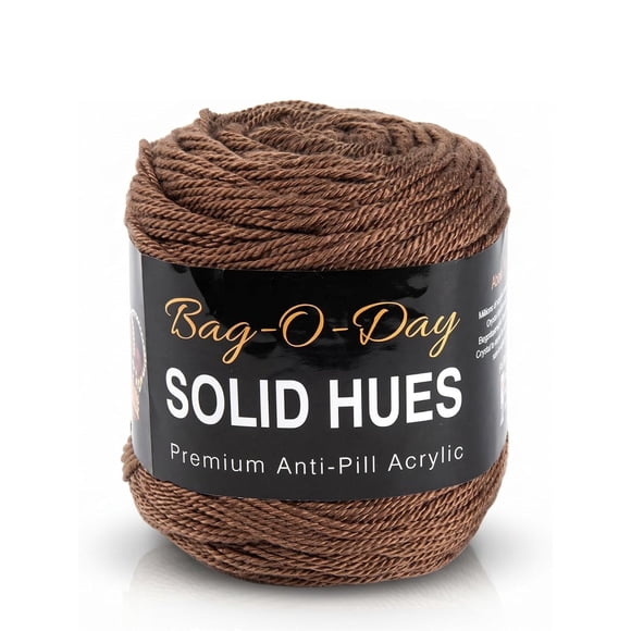 Mary Maxim Bag-O-Day Solid Hues Brown Acrylic Yarn Cake, Packed with Items