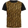 thumbnail image 1 of Halloween Bronze Scale Mail Armor Costume All Over Mens Black Back T Shirt, 1 of 1