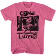 thumbnail image 1 of Cyndi Lauper Torn Note Dance Retro Pink Heather Adult T-Shirt, 1 of 2