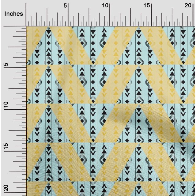 oneOone Tissu Georgette Viscose Rayé/diamond & Triangle Imprimé Géométrique 1 Yard 42 Pouces de Large