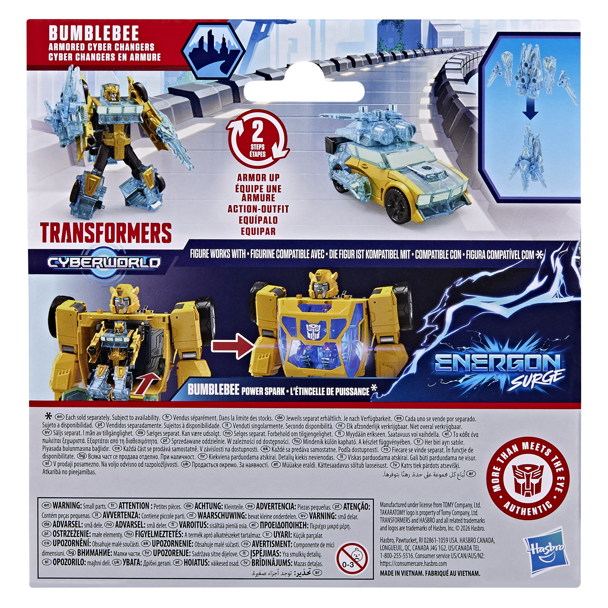 Transformers CYBERWORLD Energon Surge Cyber Changers en armure, figurine Bumblebee
