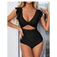 thumbnail image 5 of Charmo Ruffled One Piece Swimsuit for Women High Cut Bathing Suits Backless Monokini Swimwear, 5 of 5