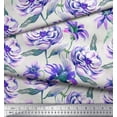 thumbnail image 3 of Soimoi Purple Poly Georgette Fabric Leaves & Floral Decor Fabric Printed BTY 52 Inch Wide, 3 of 3