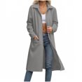 thumbnail image 4 of JGGSPWM Cardigan Long Décontracté pour Femmes 2025 Manteaux d'Hiver Veste d'Automne Col Rabattu Poche Fermeture Éclair Manteau d'Extérieur Gris m, 4 of 6