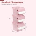 thumbnail image 3 of Costway 3 Pcs Bacs de Rangement sur Roulettes avec Couvercle Qui Reste Ouvert pour Cuisine Chambre Buanderie Garde-Robe Blanc + Rose, 3 of 9