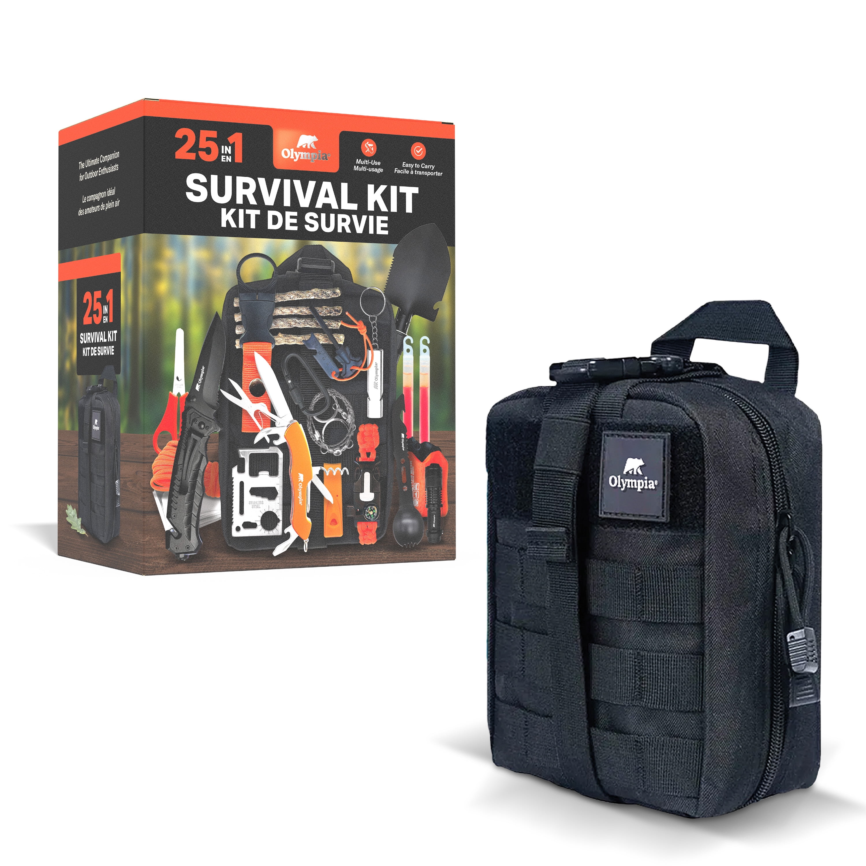 AIRPHOLIC Nature Gift セット Olympia Survival Kit, 21 Piece. Includes Nylon Bag, Knife, Shovel